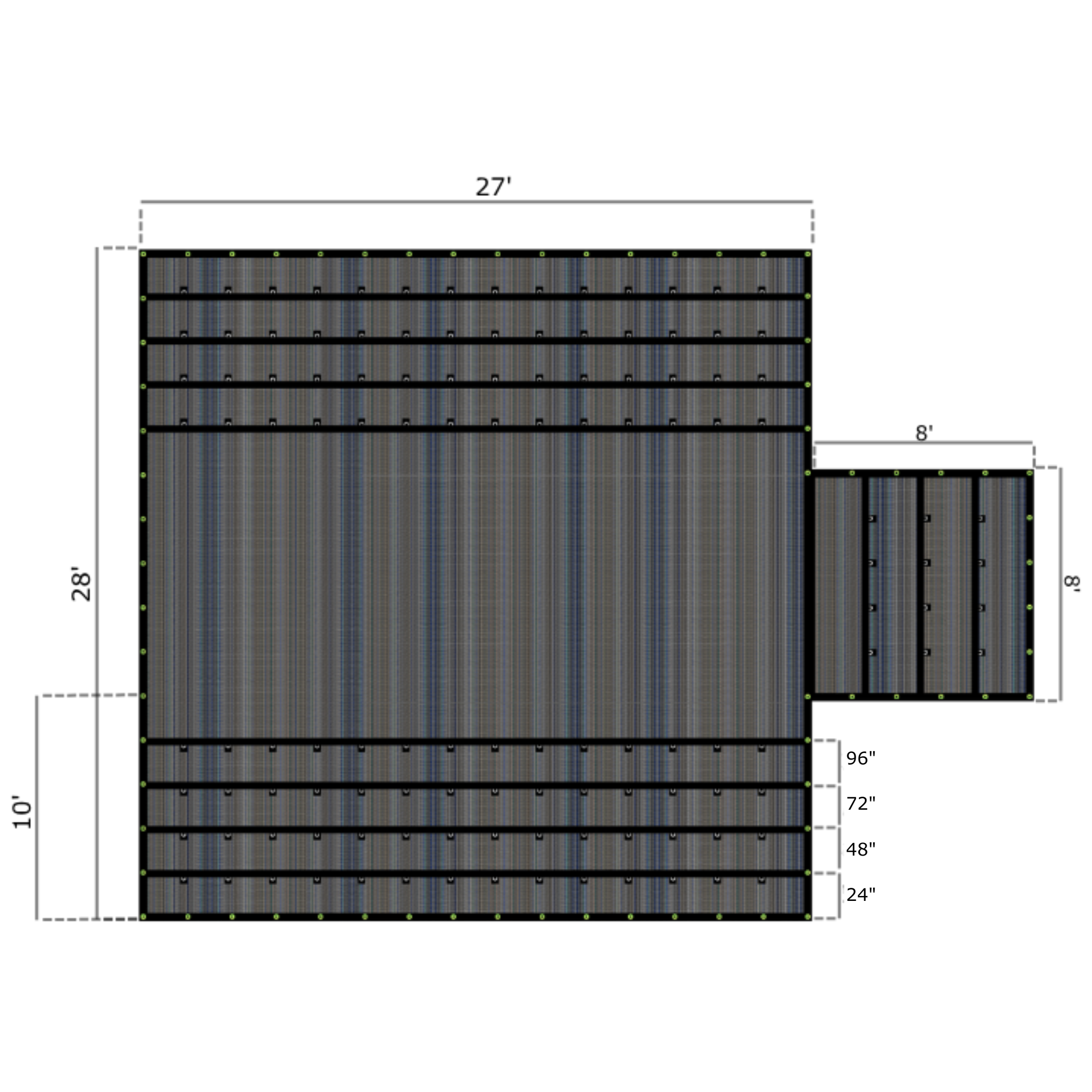 Bee & Nursery Tarp 28’ x 27’ - 10' Drop Flatbed Tarp 10oz  Multi-Mesh (86 lbs)